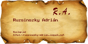 Ruzsinszky Adrián névjegykártya